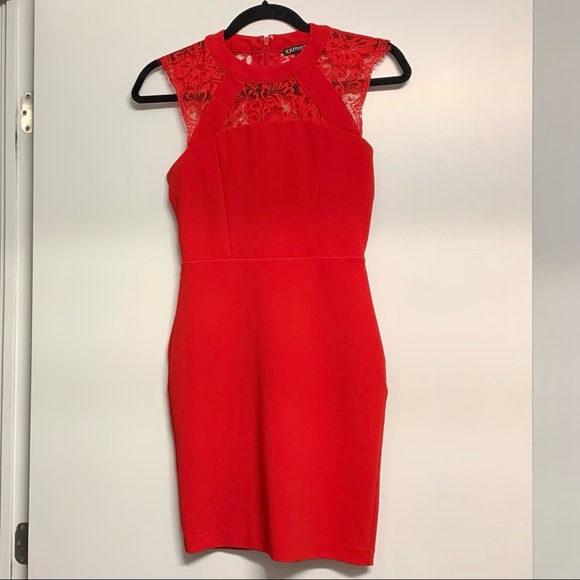 EXPRESS Little Red Dress Size 00 - Picture 5 of 11